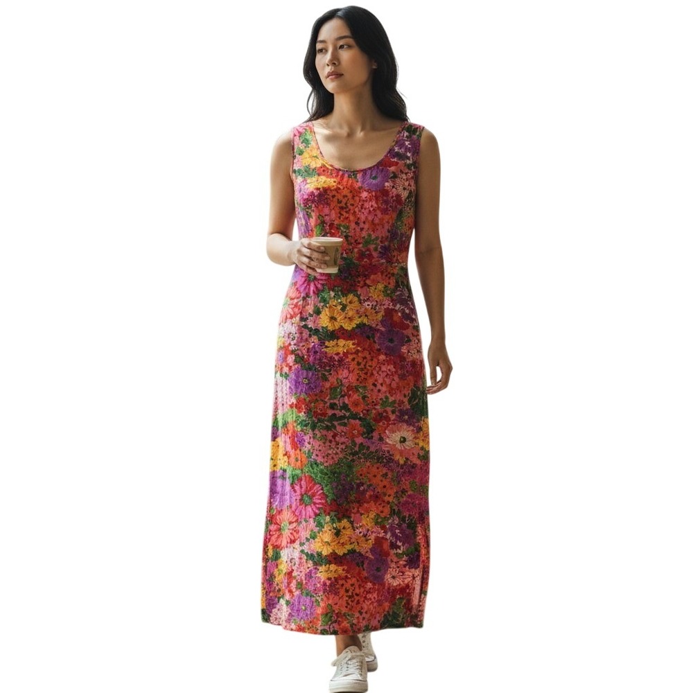 VTG JAMS WORLD Womens XS- S In Bloom Floral Midi Maxi Dress  Pink Multi